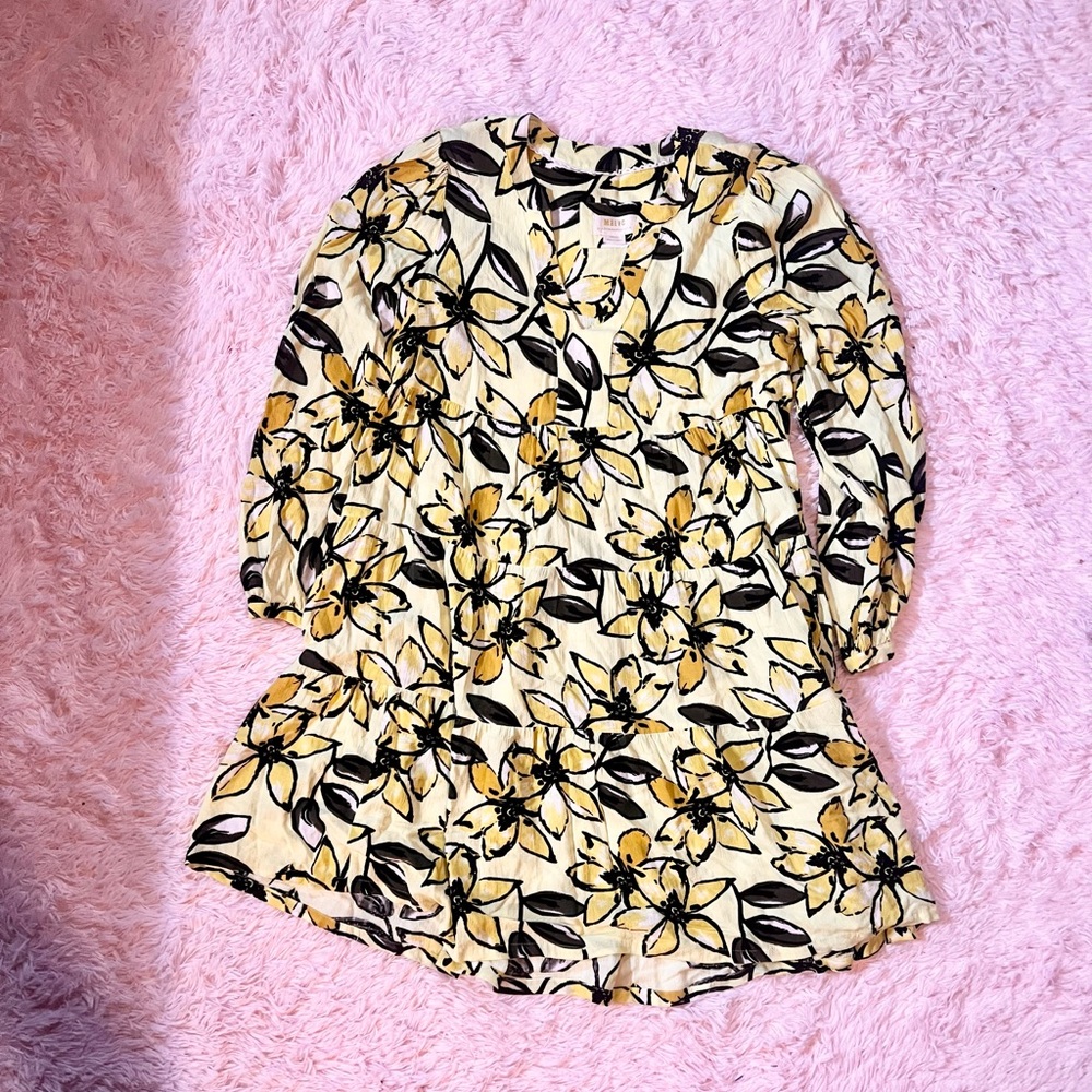 Yellow Floral Tiered‎ Maeve Anthropology Hippie Indie Festival Summer Dress